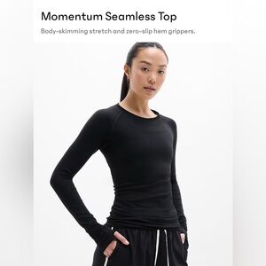 Athleta Momentum Seamless Long Sleeve Top NWT! Black Size Large